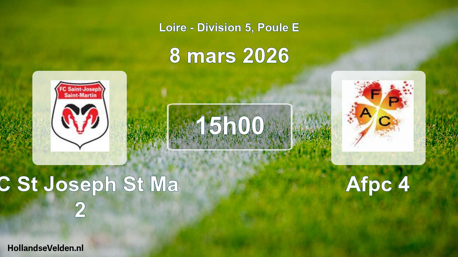 Geplande wedstrijd: FC St Joseph St Ma 2 - Afpc 4 (8 maart 2026)