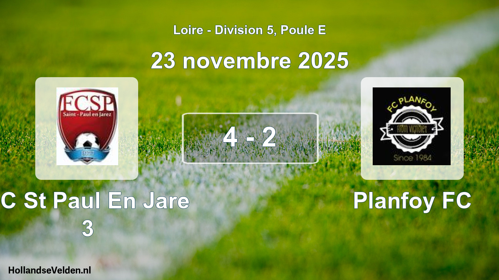 Gespeelde wedstrijd: FC St Paul En Jare 3 - Planfoy FC 4 - 2 (23 november 2025)
