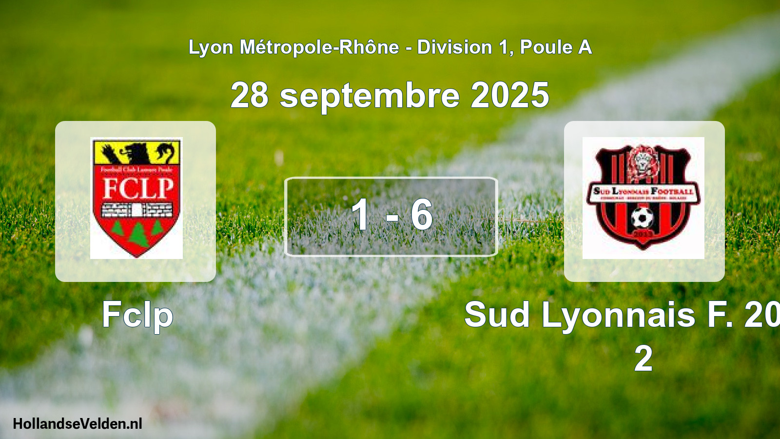 Gespeelde wedstrijd: Fclp - Sud Lyonnais F. 2013 2 1 - 6 (28 september 2025)