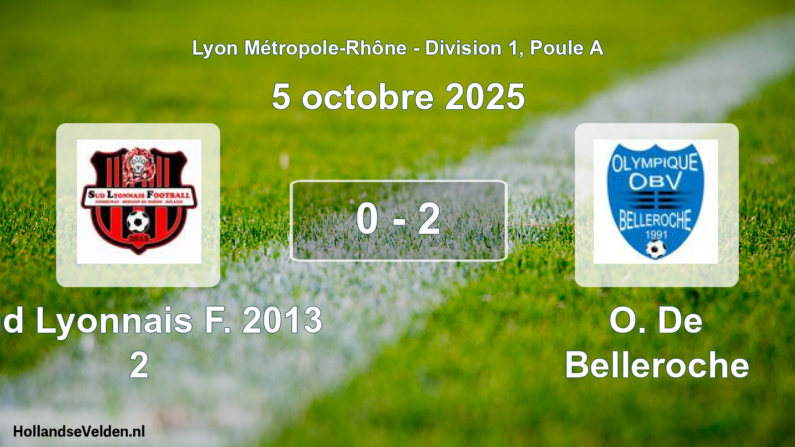 Gespeelde wedstrijd: Sud Lyonnais F. 2013 2 - O. De Belleroche 0 - 2 (5 oktober 2025)
