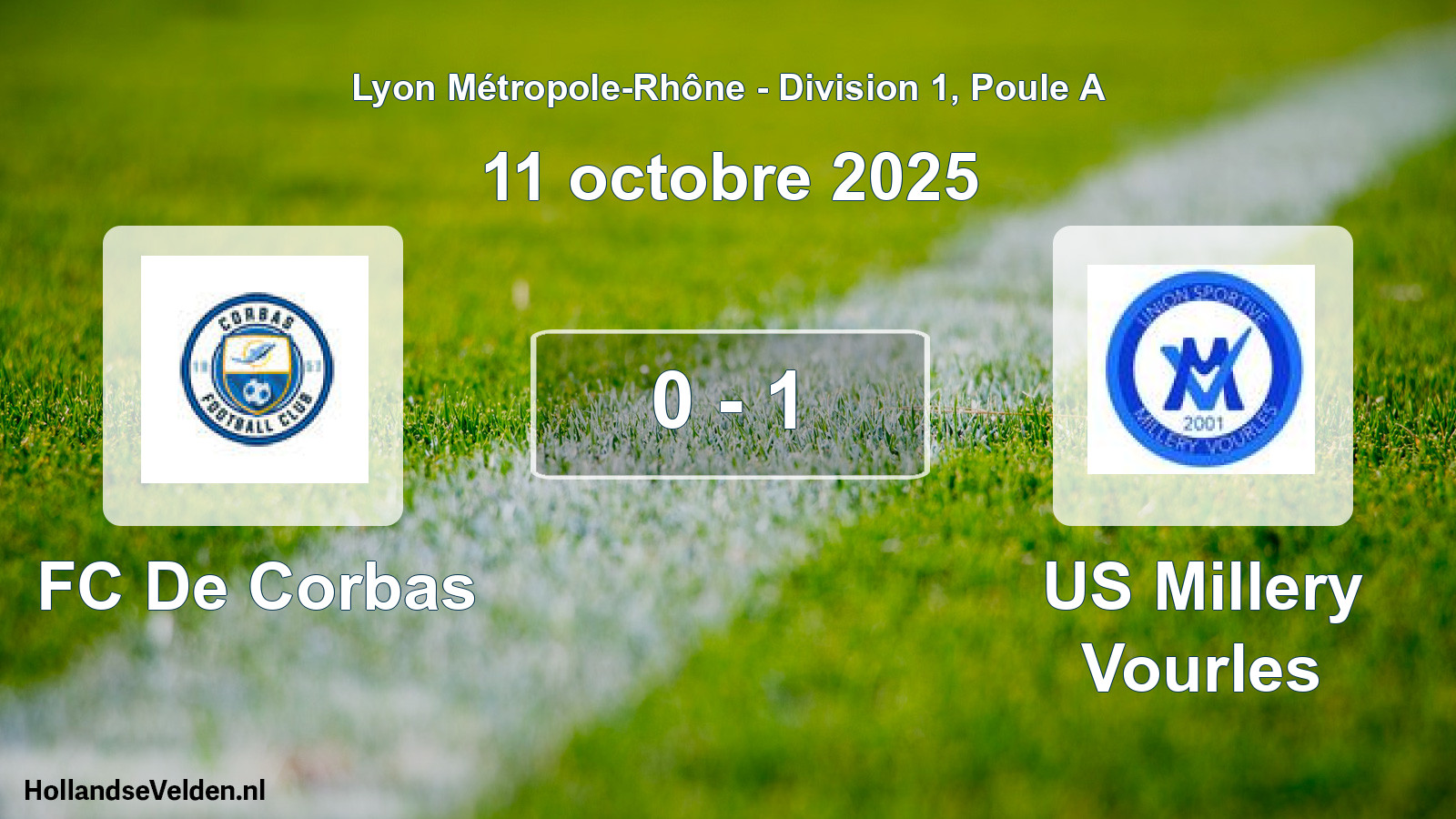 Match joué: FC De Corbas - US Millery Vourles 0 - 1 (11 octobre 2025)