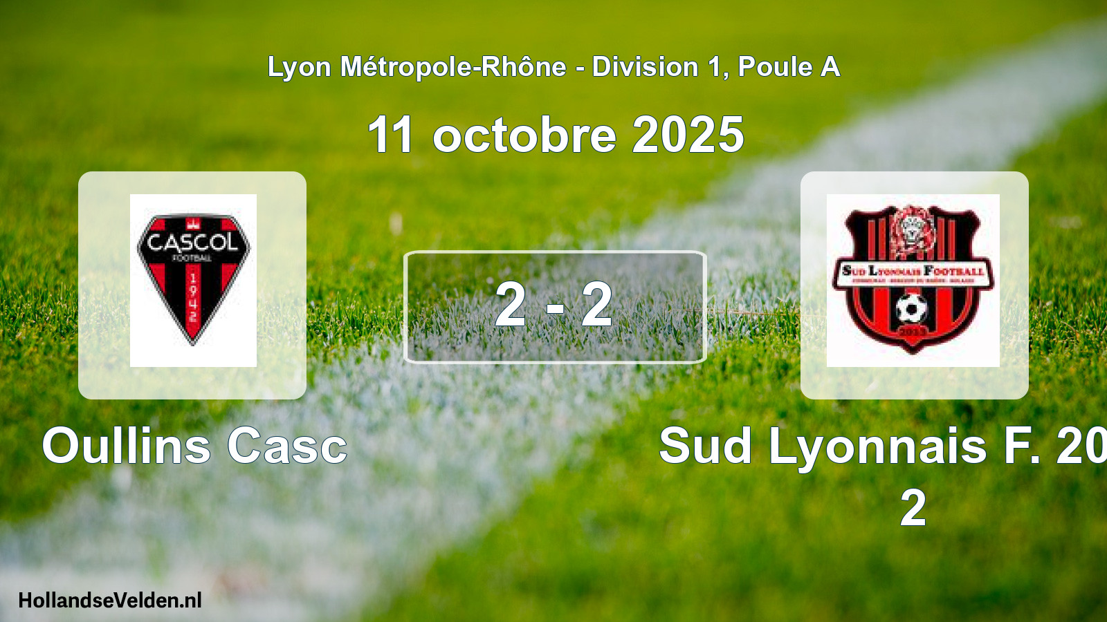 Gespeelde wedstrijd: Oullins Casc - Sud Lyonnais F. 2013 2 2 - 2 (11 oktober 2025)
