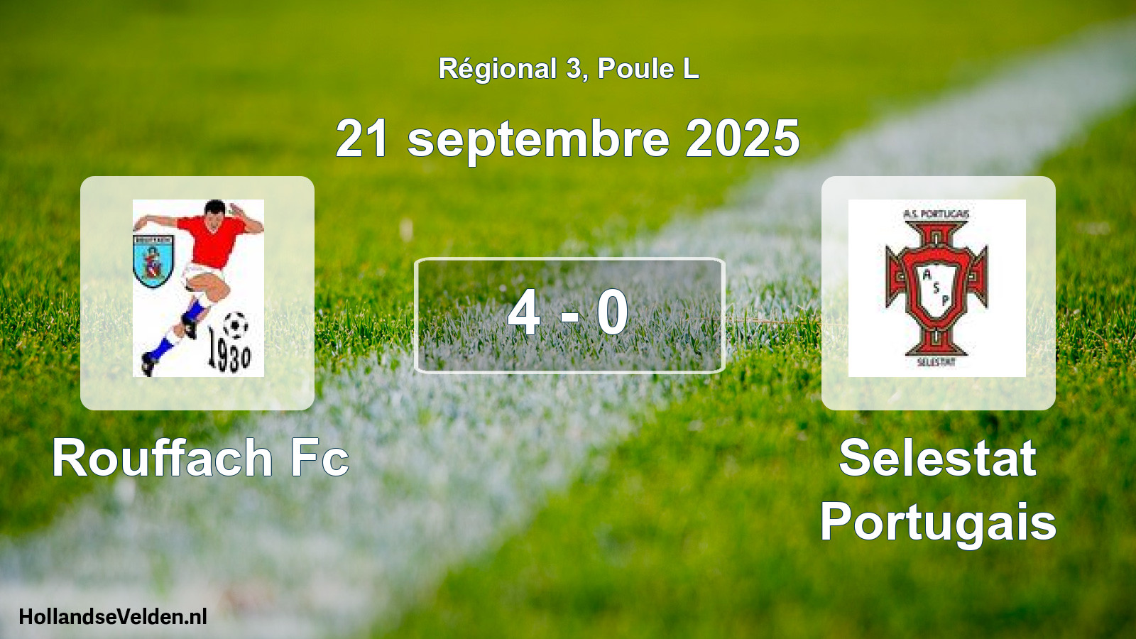 Total number of matches played: Rouffach Fc - Selestat Portugais 4 - 0 (21 September 2025)