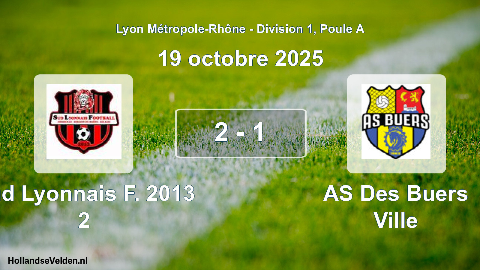 Gespeelde wedstrijd: Sud Lyonnais F. 2013 2 - AS Des Buers Ville 2 - 1 (19 oktober 2025)