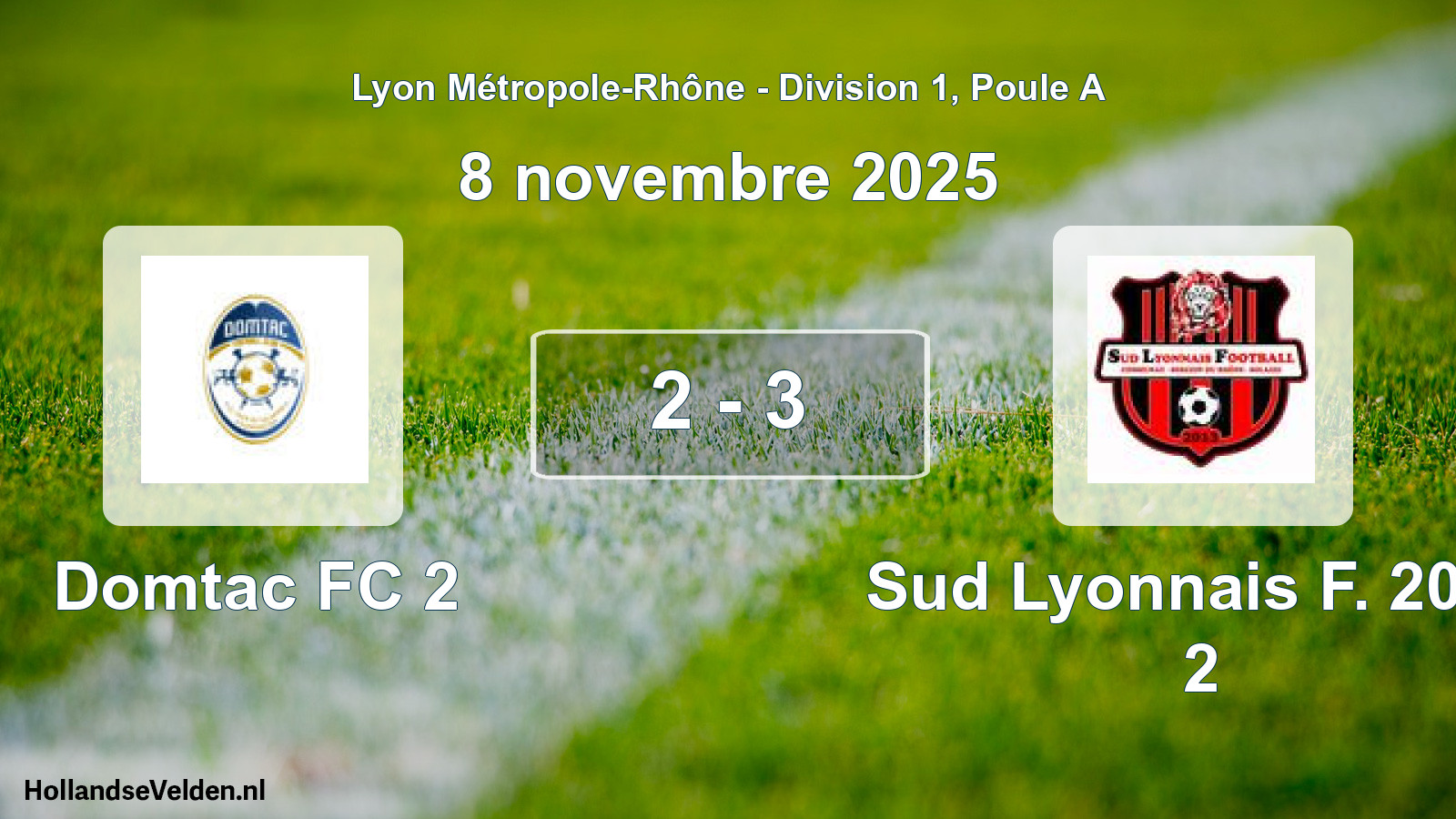 Gespeelde wedstrijd: Domtac FC 2 - Sud Lyonnais F. 2013 2 2 - 3 (8 november 2025)