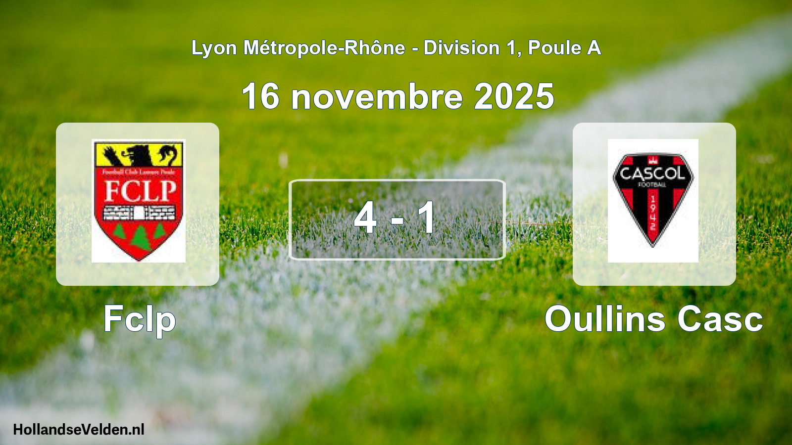 Match joué: Fclp - Oullins Casc 4 - 1 (16 novembre 2025)