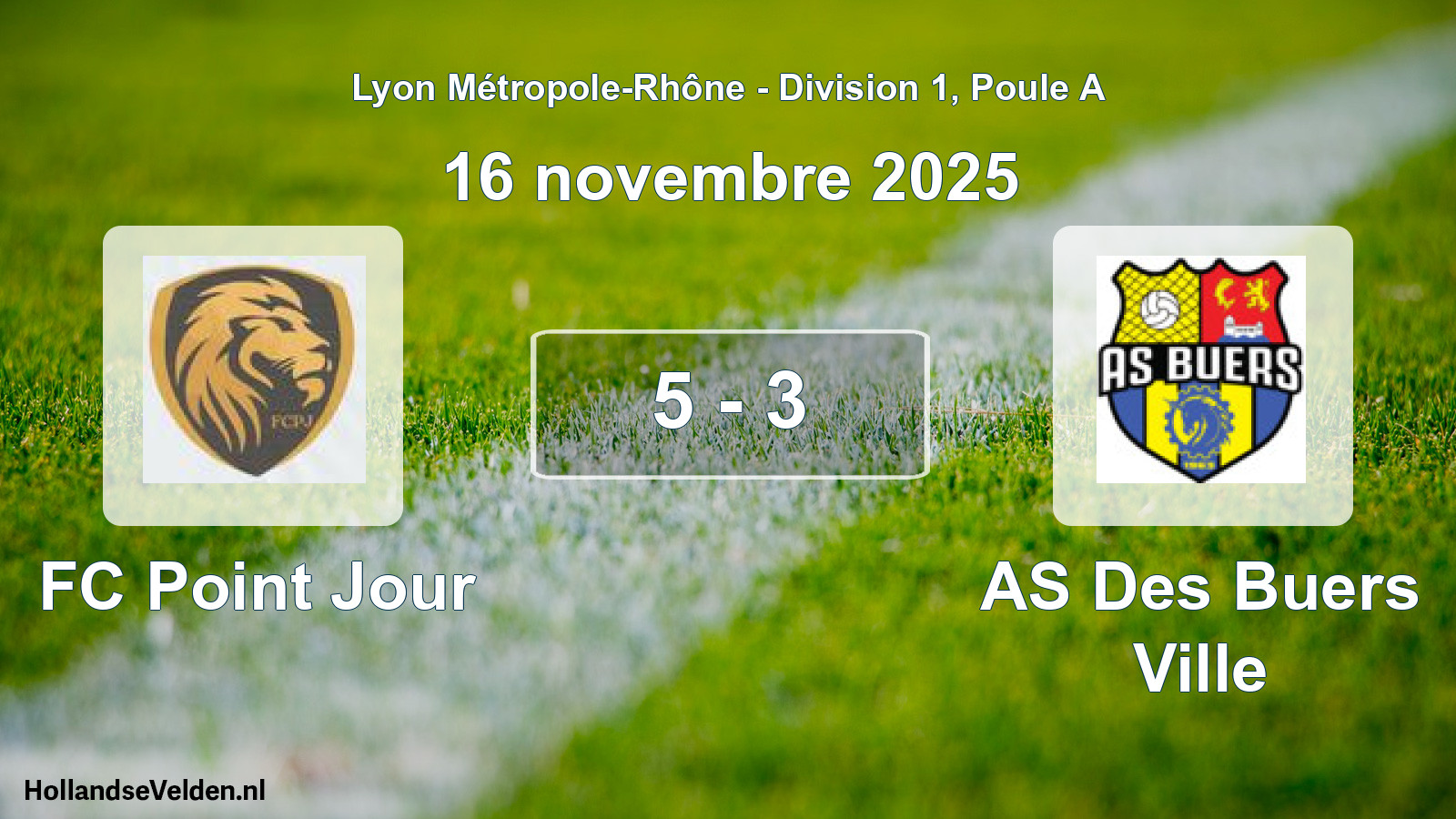 Match joué: FC Point Jour - AS Des Buers Ville 5 - 3 (16 novembre 2025)