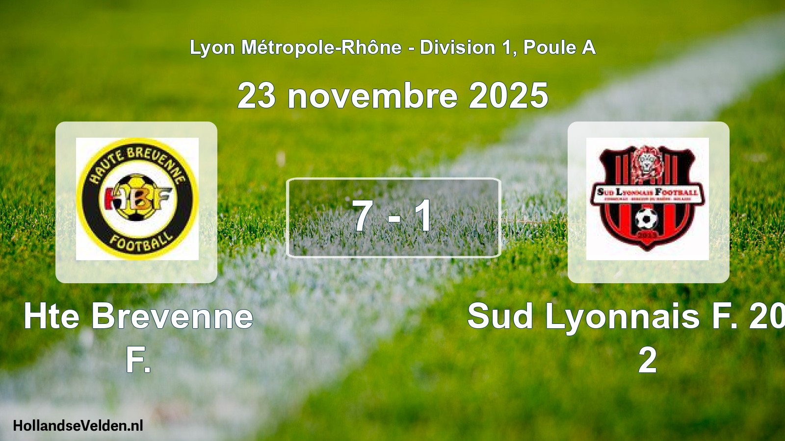 Gespeelde wedstrijd: Hte Brevenne F. - Sud Lyonnais F. 2013 2 7 - 1 (23 november 2025)