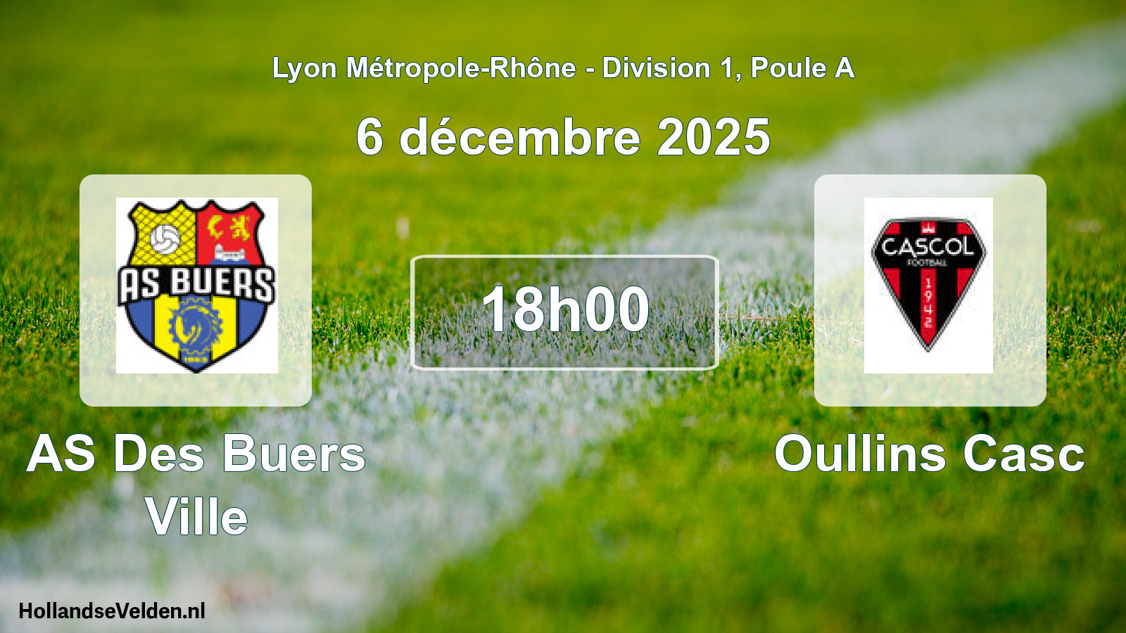 Match programmé: AS Des Buers Ville - Oullins Casc (6 décembre 2025)