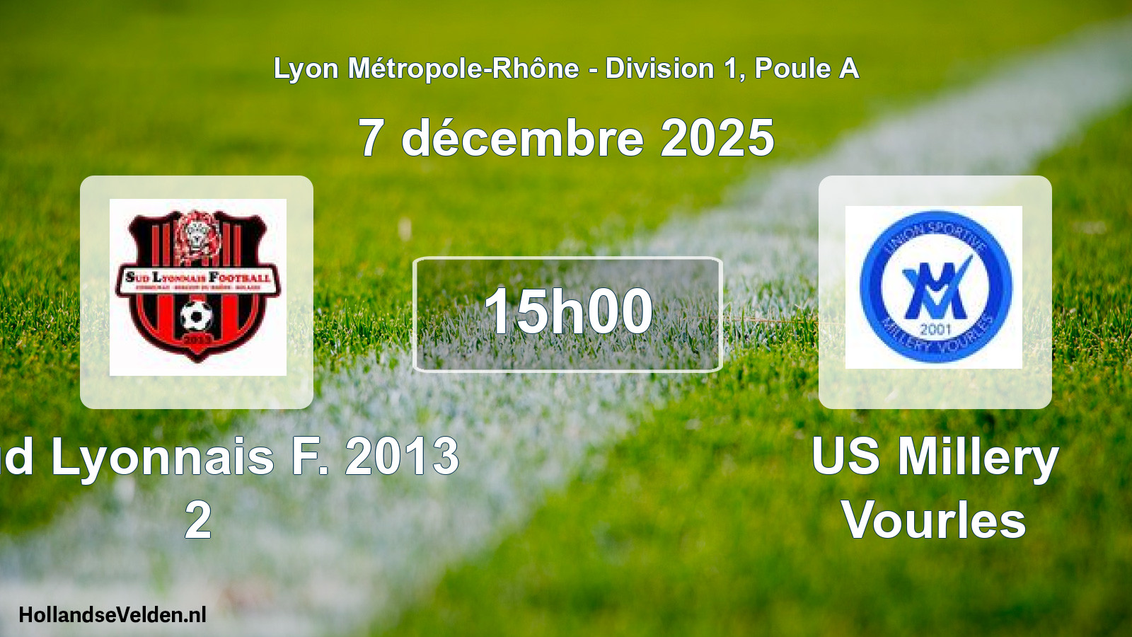 Geplande wedstrijd: Sud Lyonnais F. 2013 2 - US Millery Vourles (7 december 2025)