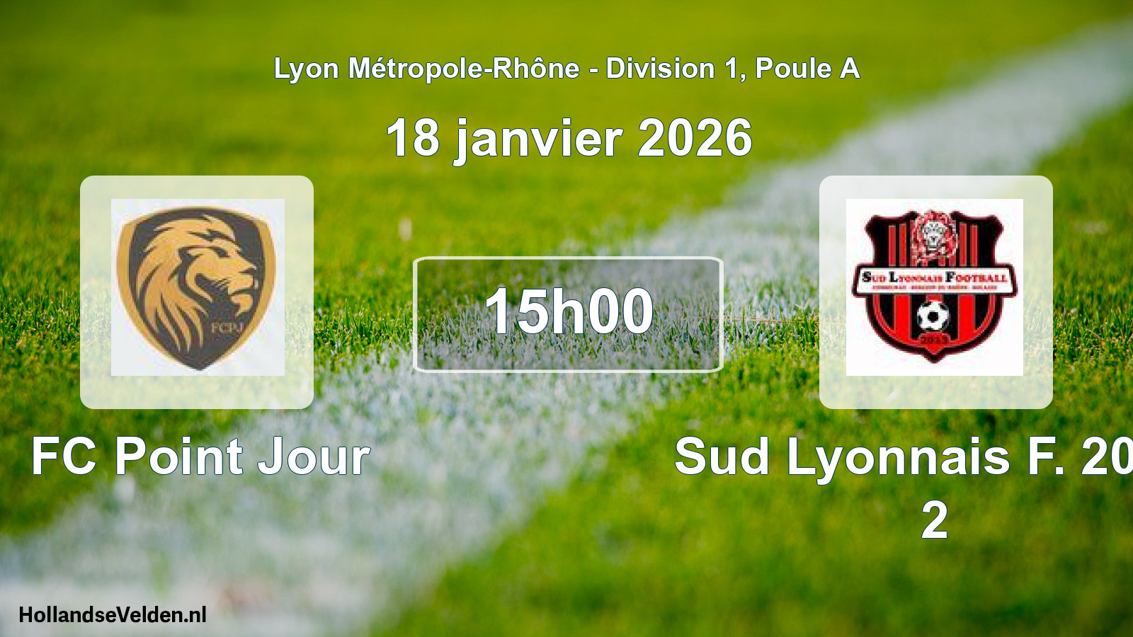 Geplande wedstrijd: FC Point Jour - Sud Lyonnais F. 2013 2 (18 januari 2026)