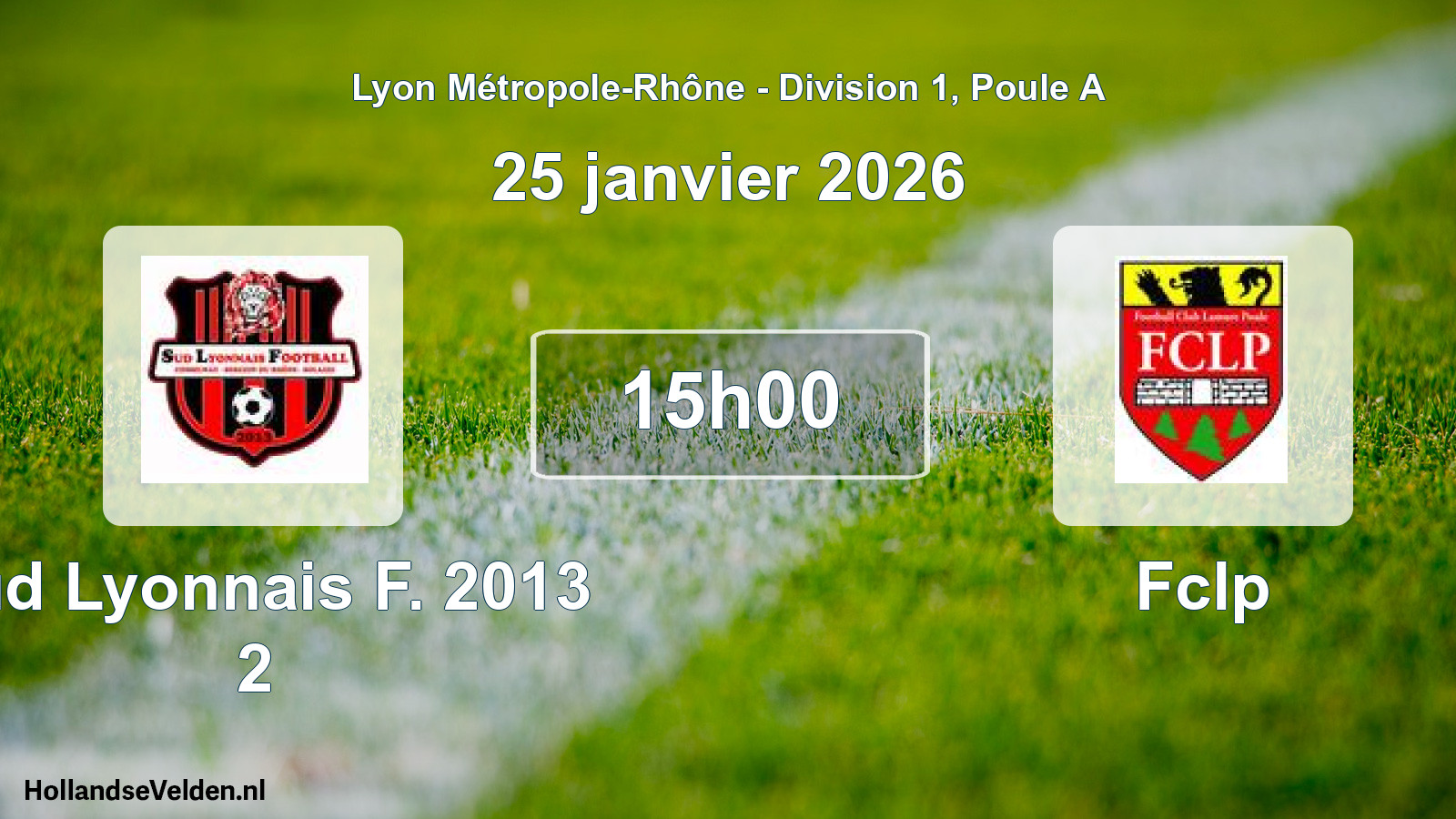 Geplande wedstrijd: Sud Lyonnais F. 2013 2 - Fclp (25 januari 2026)