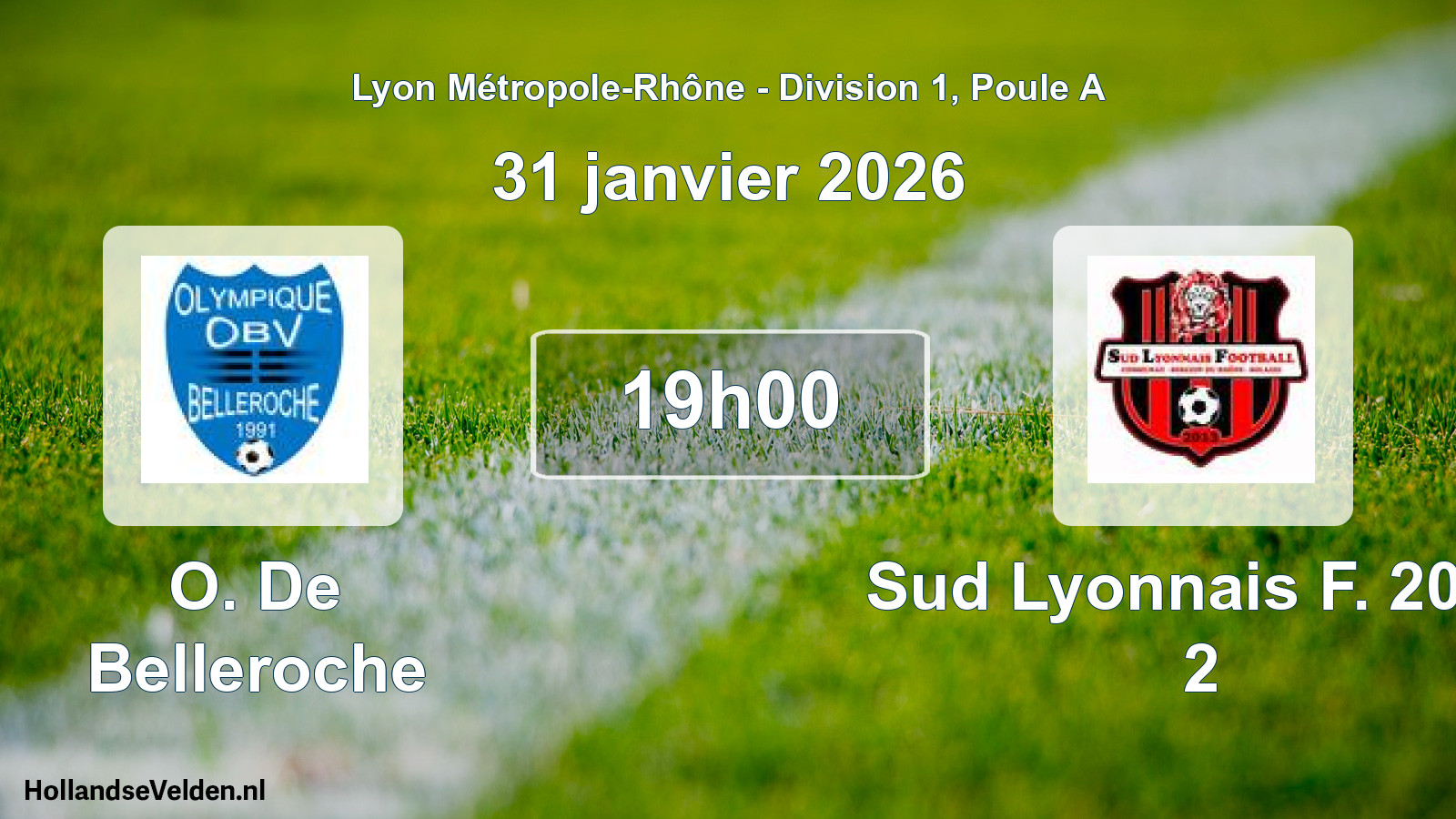 Geplande wedstrijd: O. De Belleroche - Sud Lyonnais F. 2013 2 (31 januari 2026)
