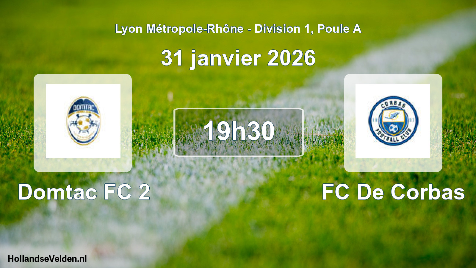 Geplande wedstrijd: Domtac FC 2 - FC De Corbas (31 januari 2026)