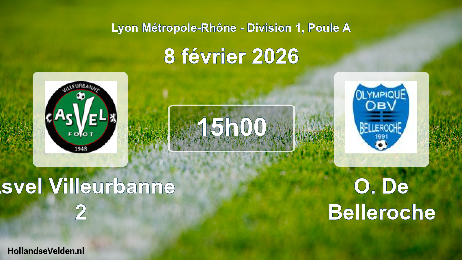 Geplande wedstrijd: Asvel Villeurbanne 2 - O. De Belleroche (8 februari 2026)