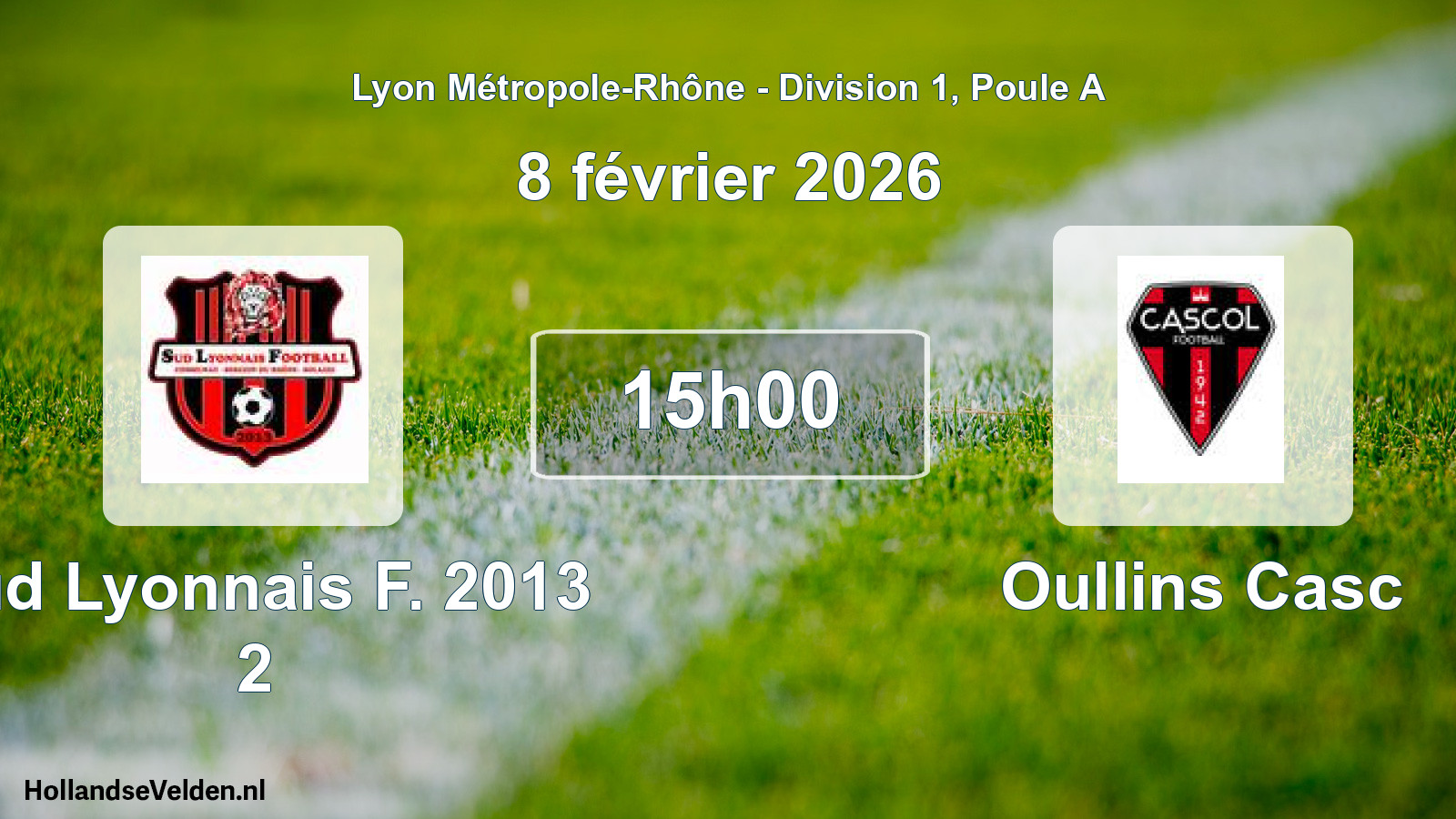 Geplande wedstrijd: Sud Lyonnais F. 2013 2 - Oullins Casc (8 februari 2026)