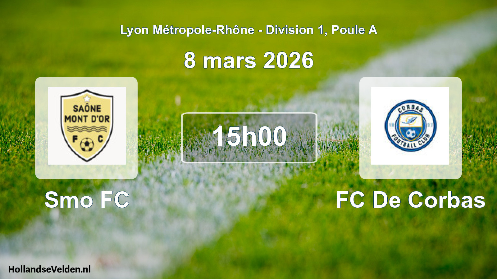 Match programmé: Smo FC - FC De Corbas (8 mars 2026)