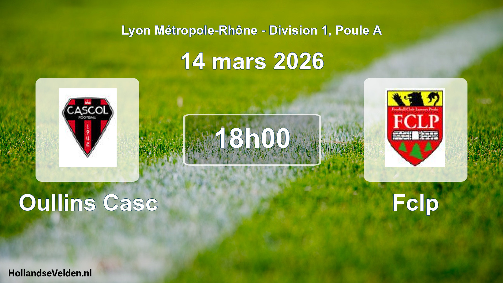 Match programmé: Oullins Casc - Fclp (14 mars 2026)