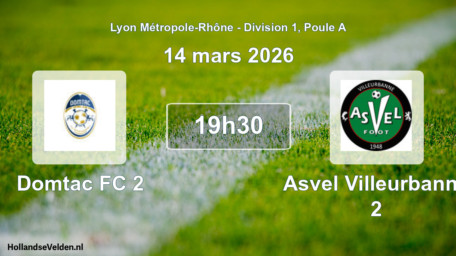 Geplande wedstrijd: Domtac FC 2 - Asvel Villeurbanne 2 (14 maart 2026)