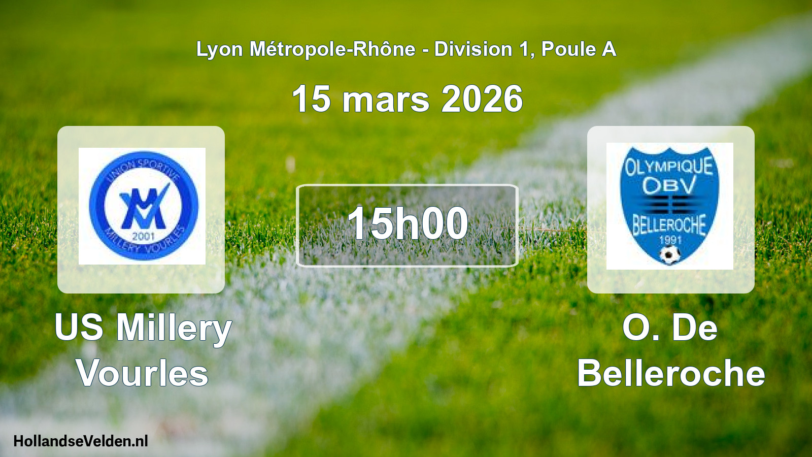 Match programmé: US Millery Vourles - O. De Belleroche (15 mars 2026)