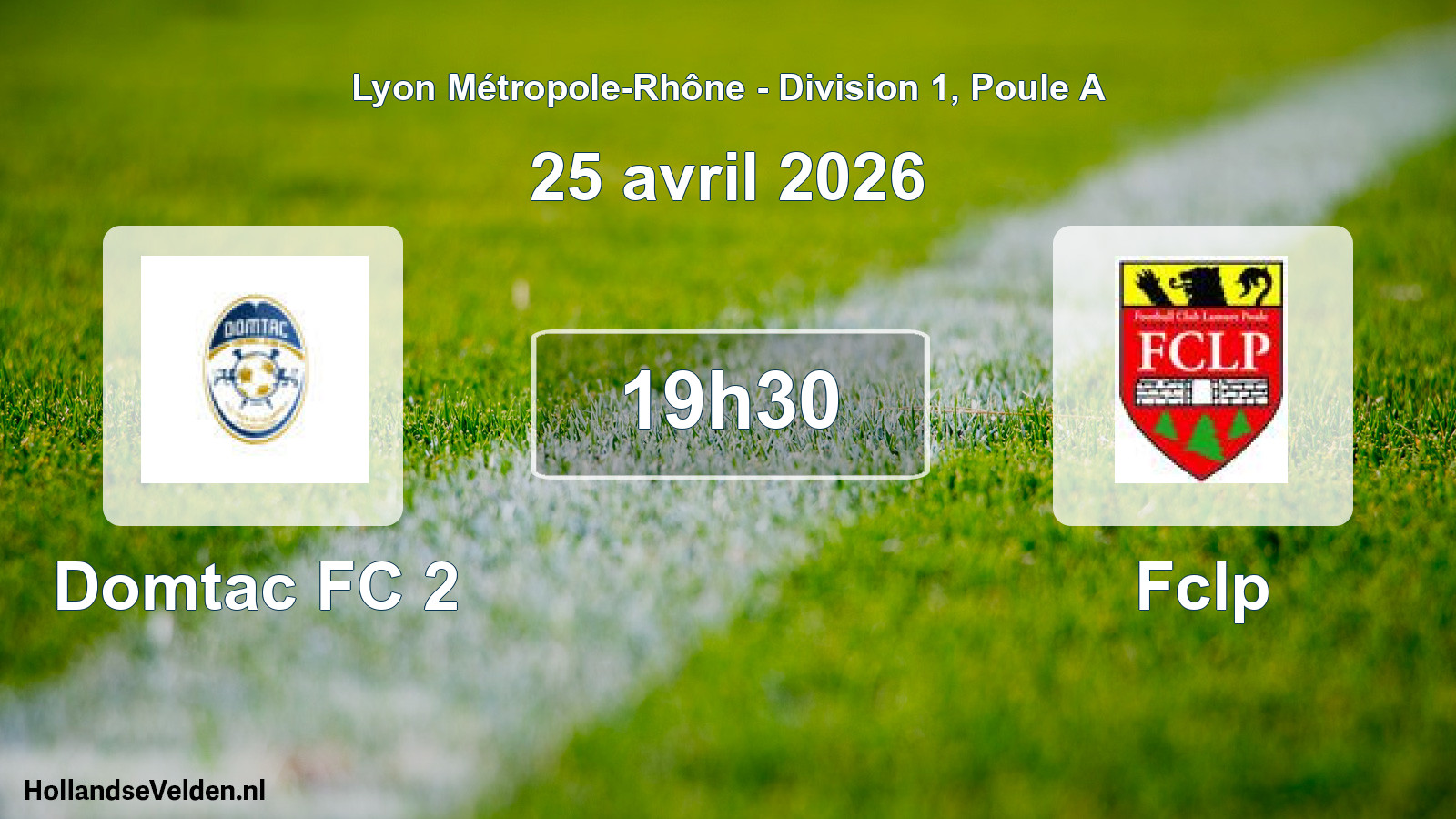 Geplande wedstrijd: Domtac FC 2 - Fclp (25 april 2026)