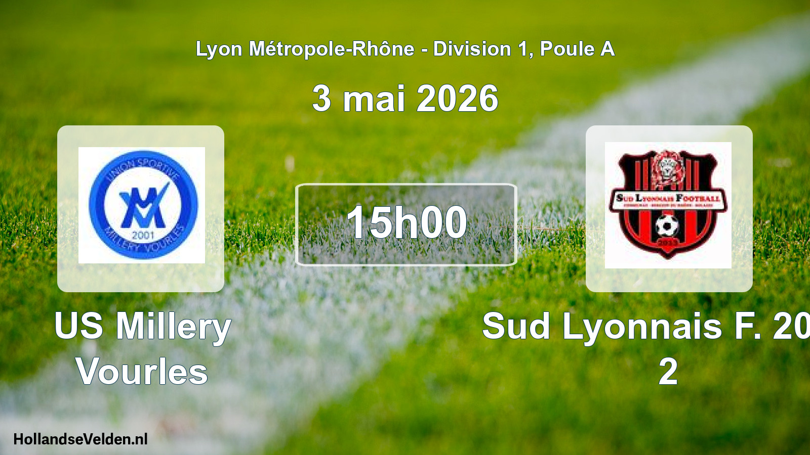 Match programmé: US Millery Vourles - Sud Lyonnais F. 2013 2 (3 mai 2026)