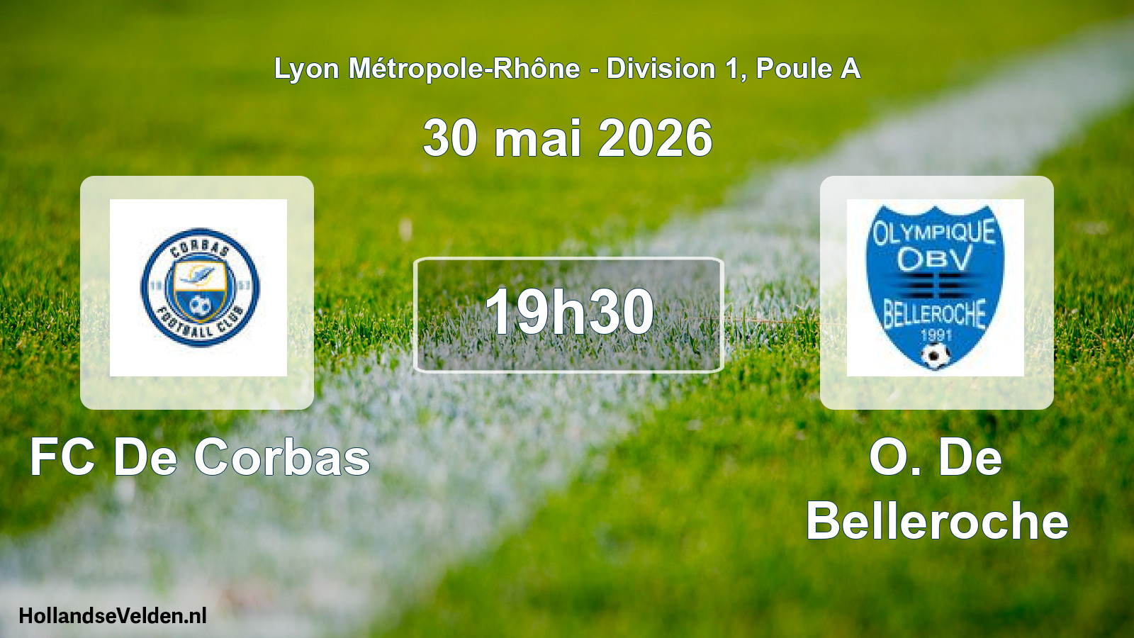 Geplande wedstrijd: FC De Corbas - O. De Belleroche (30 mei 2026)