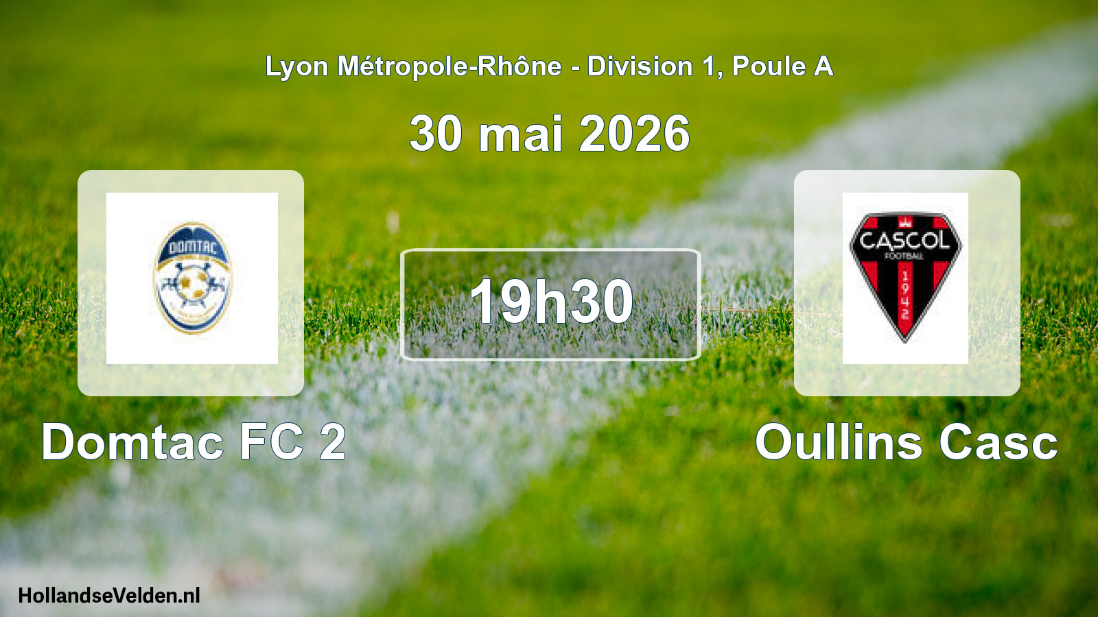 Geplande wedstrijd: Domtac FC 2 - Oullins Casc (30 mei 2026)