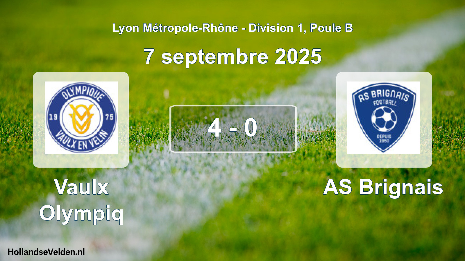 Total number of matches played: Vaulx Olympiq - AS Brignais 4 - 0 (7 September 2025)
