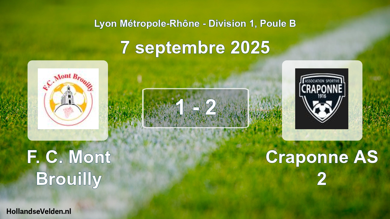 Gespeelde wedstrijd: F. C. Mont Brouilly - Craponne AS 2 1 - 2 (7 september 2025)