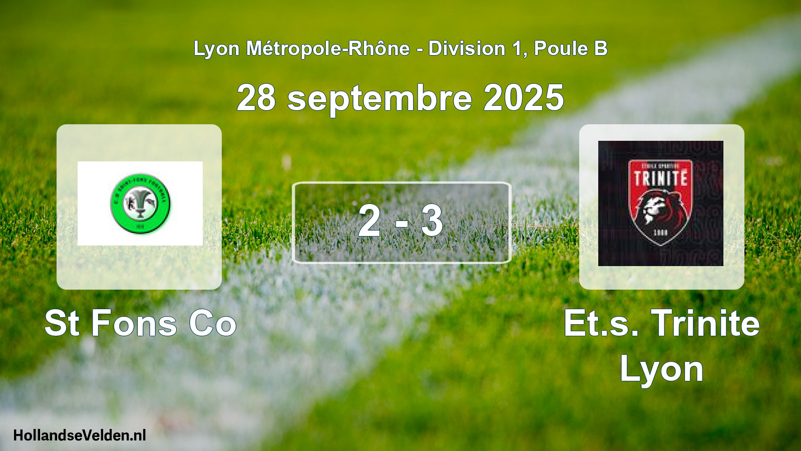 Match joué: St Fons Co - Et.s. Trinite Lyon 2 - 3 (28 septembre 2025)