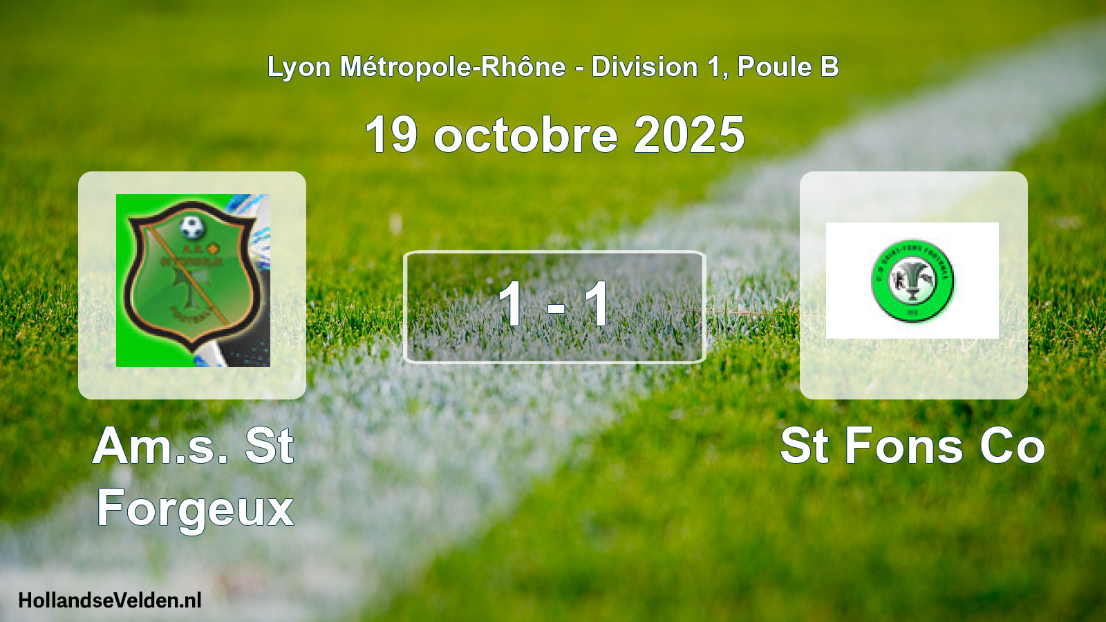 Gespeelde wedstrijd: Am.s. St Forgeux - St Fons Co 1 - 1 (19 oktober 2025)