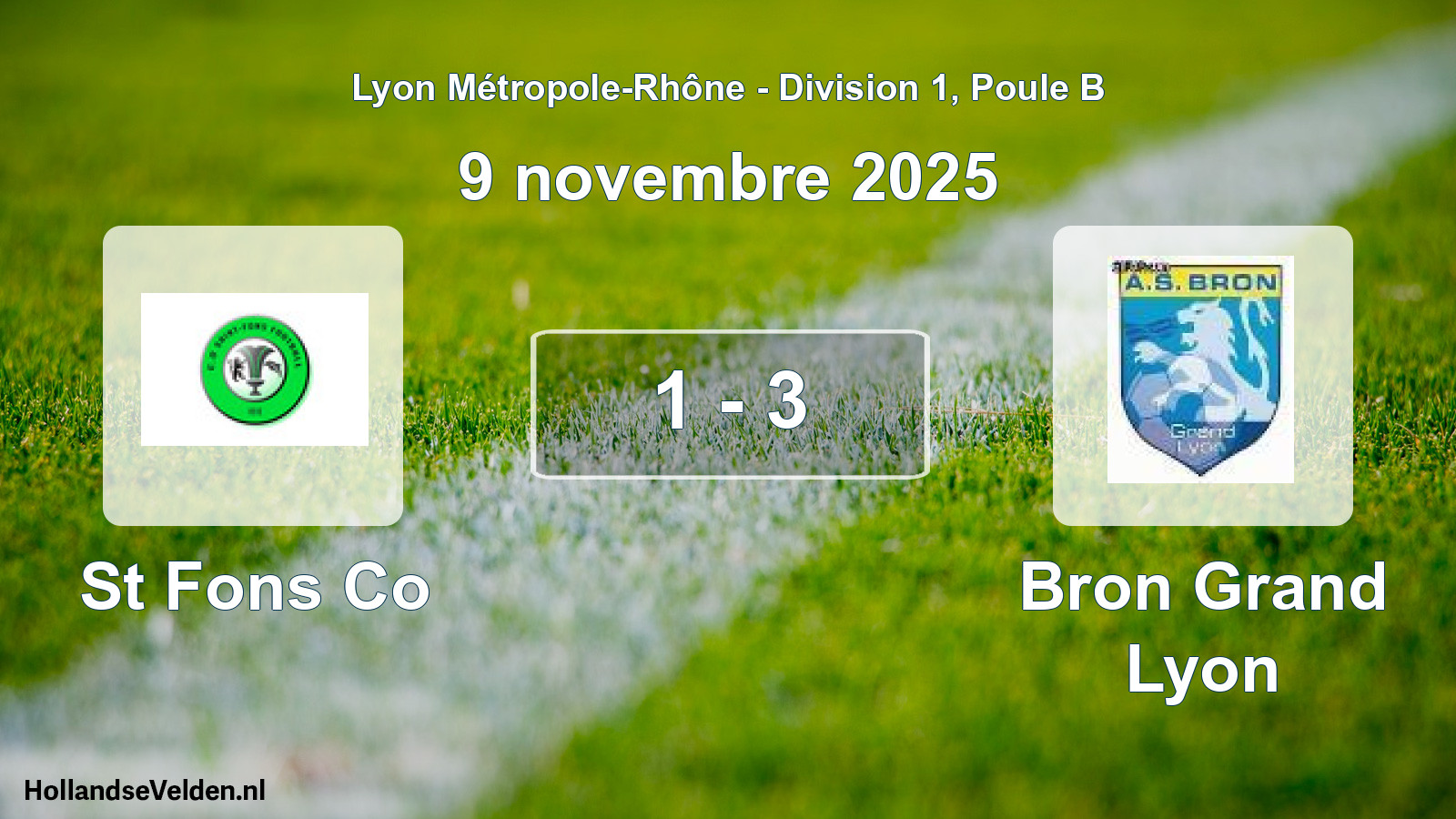 Match joué: St Fons Co - Bron Grand Lyon 1 - 3 (9 novembre 2025)