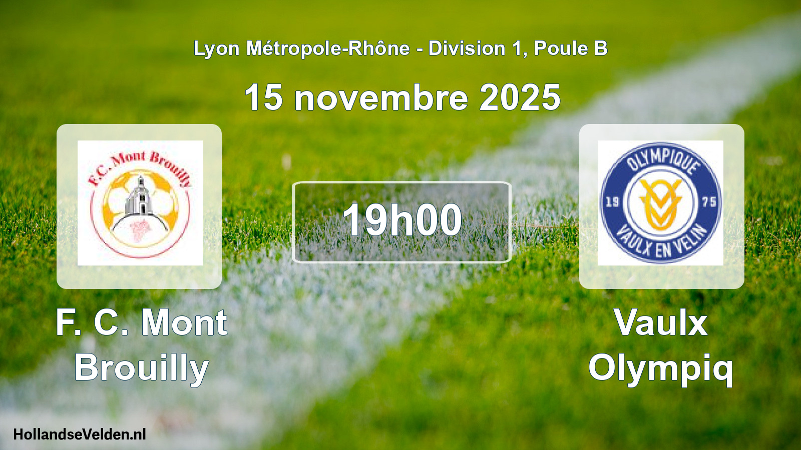 Match programmé: F. C. Mont Brouilly - Vaulx Olympiq (15 novembre 2025)
