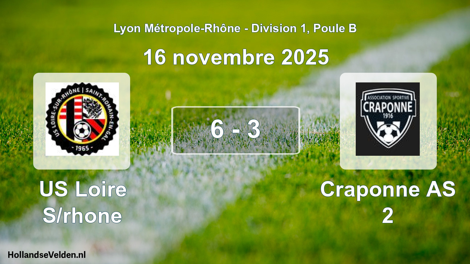 Gespeelde wedstrijd: US Loire S/rhone - Craponne AS 2 6 - 3 (16 november 2025)