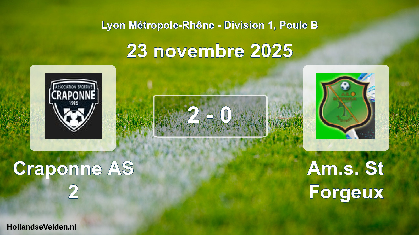 Gespeelde wedstrijd: Craponne AS 2 - Am.s. St Forgeux 2 - 0 (23 november 2025)