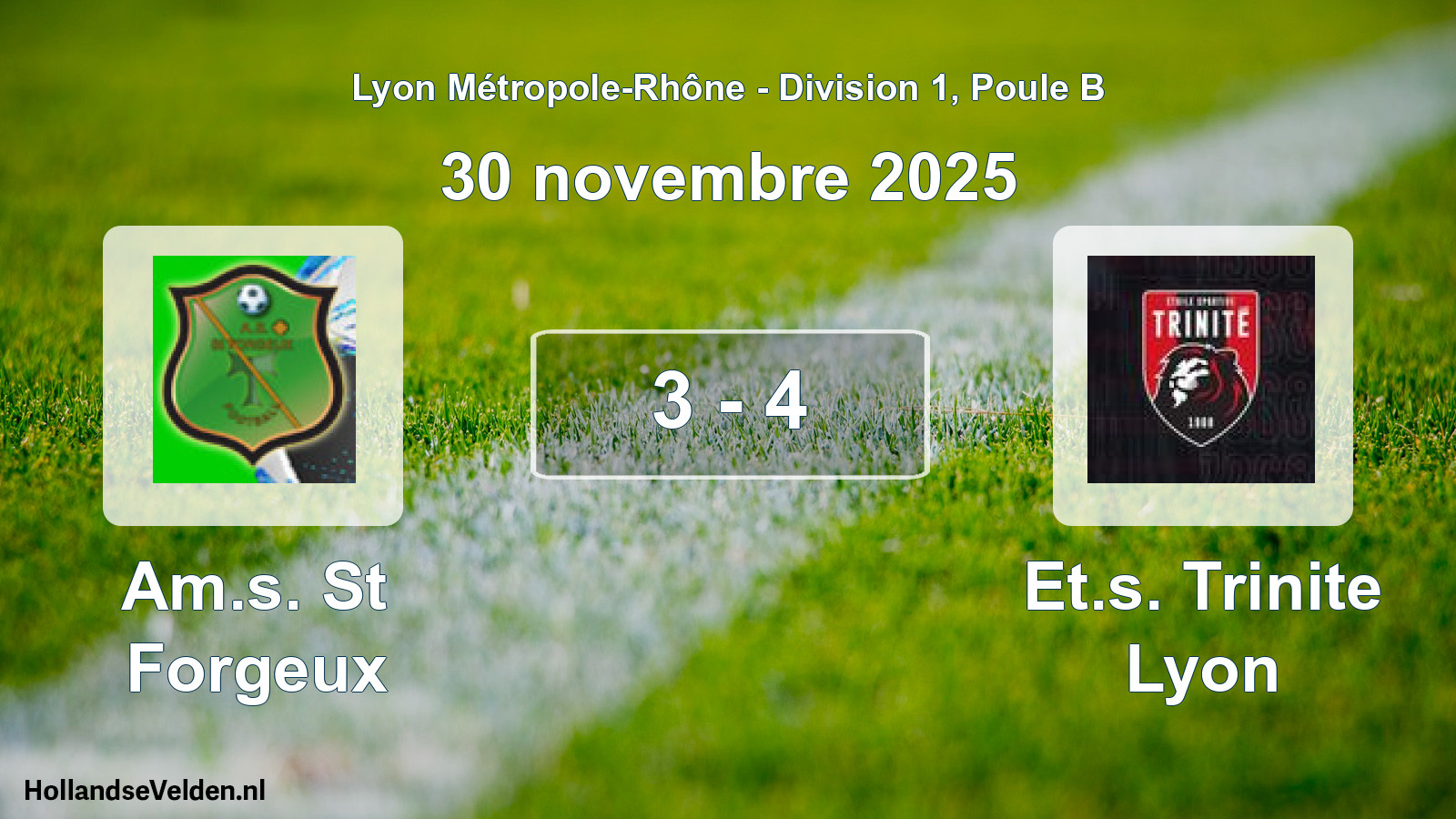 Gespeelde wedstrijd: Am.s. St Forgeux - Et.s. Trinite Lyon 3 - 4 (30 november 2025)