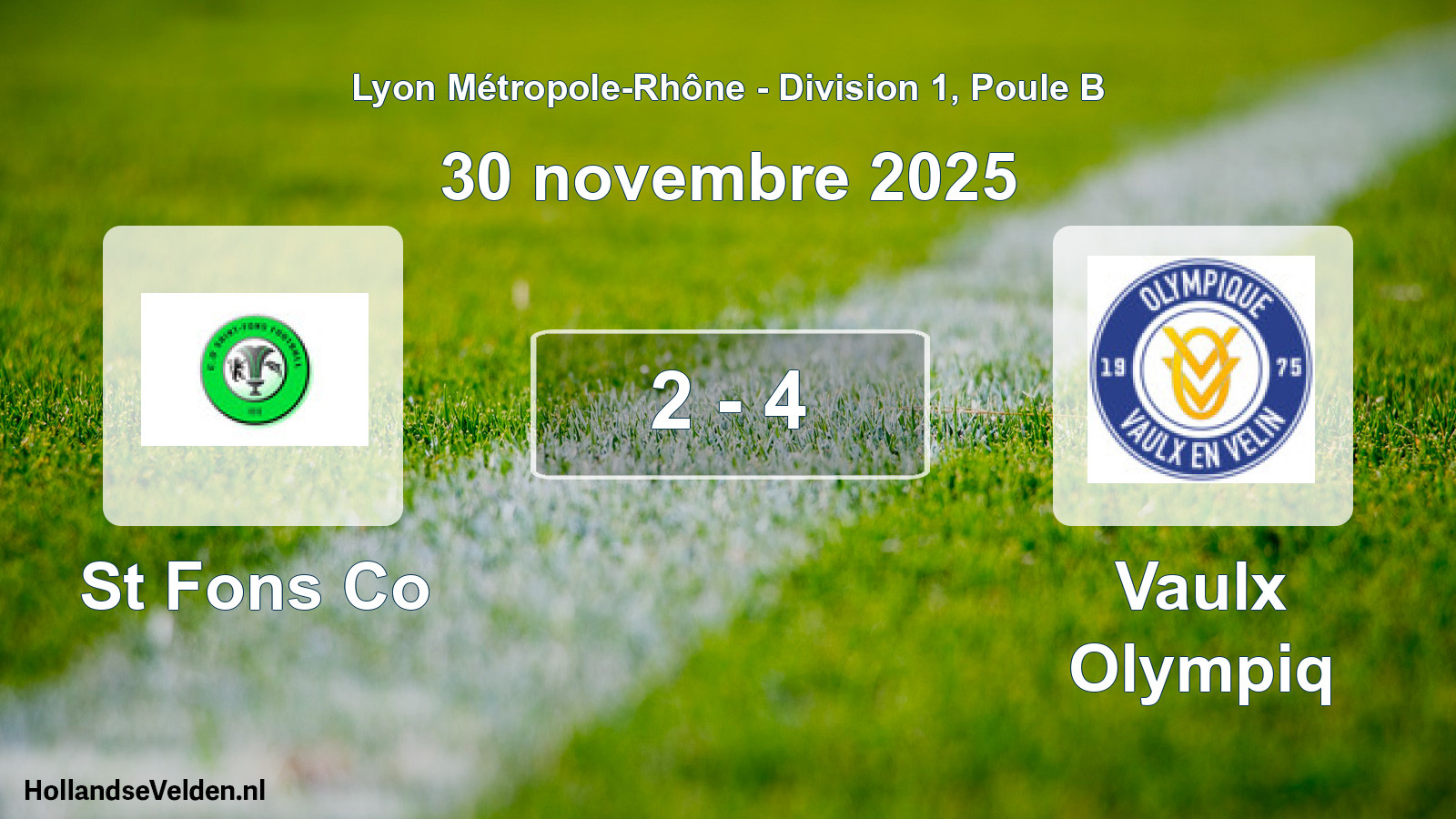 Gespeelde wedstrijd: St Fons Co - Vaulx Olympiq 2 - 4 (30 november 2025)