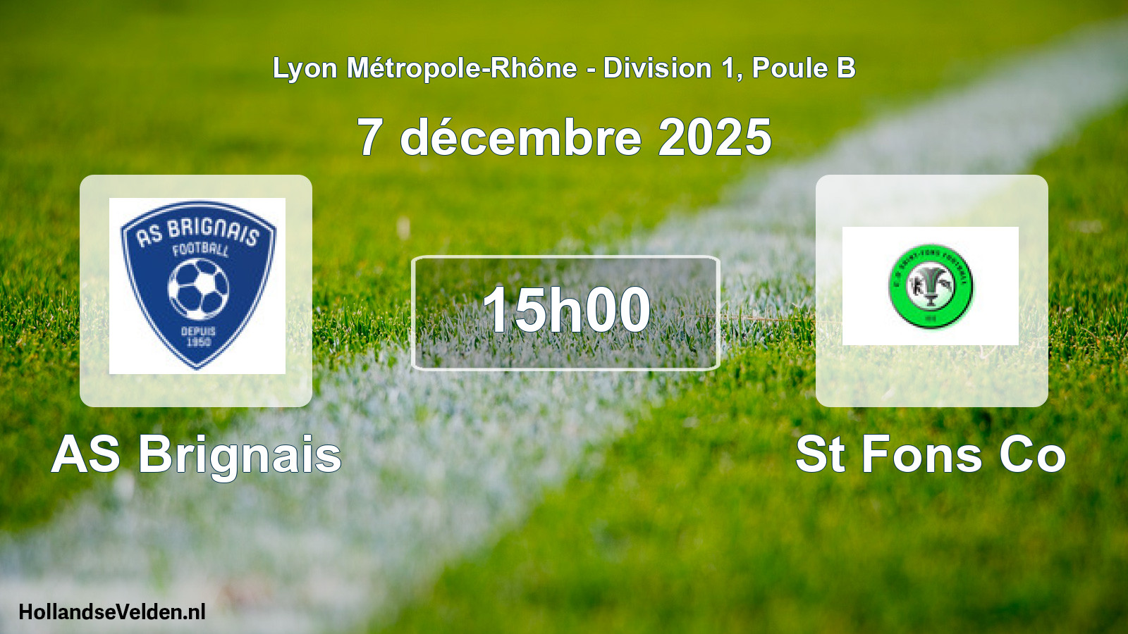 Match programmé: AS Brignais - St Fons Co (7 décembre 2025)