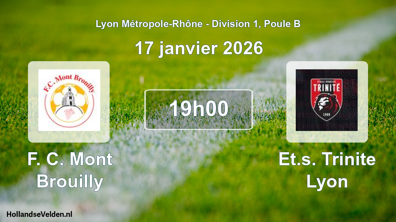 Match programmé: F. C. Mont Brouilly - Et.s. Trinite Lyon (17 janvier 2026)