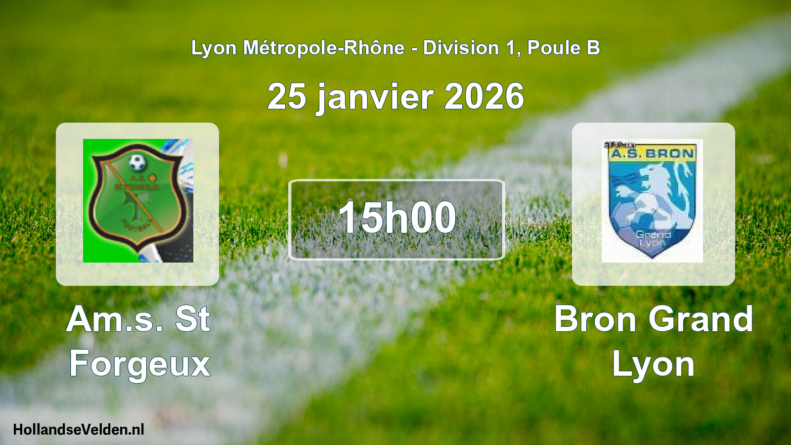 Geplande wedstrijd: Am.s. St Forgeux - Bron Grand Lyon (25 januari 2026)