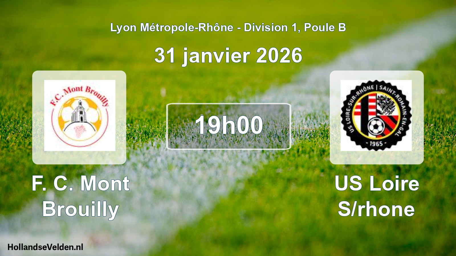 Match programmé: F. C. Mont Brouilly - US Loire S/rhone (31 janvier 2026)
