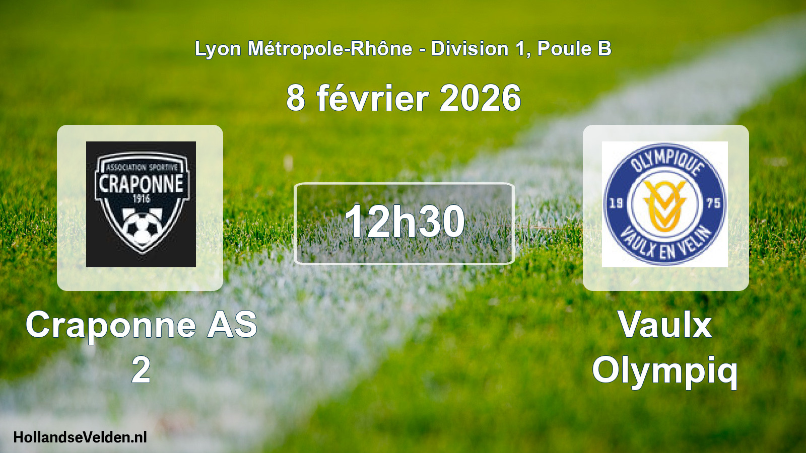 Geplande wedstrijd: Craponne AS 2 - Vaulx Olympiq (8 februari 2026)