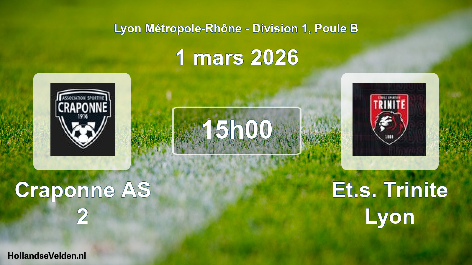 Geplande wedstrijd: Craponne AS 2 - Et.s. Trinite Lyon (1 maart 2026)