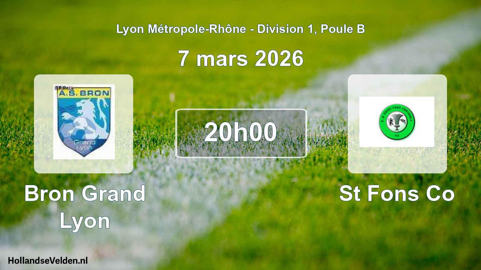 Match programmé: Bron Grand Lyon - St Fons Co (7 mars 2026)
