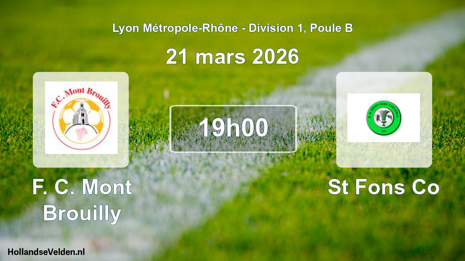 Scheduled Match: F. C. Mont Brouilly - St Fons Co (21 March 2026)
