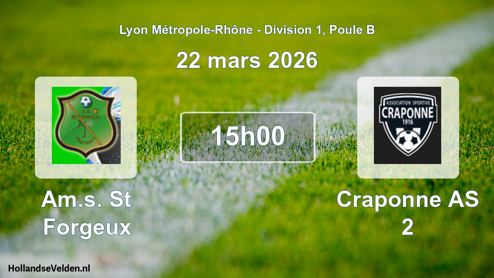 Geplande wedstrijd: Am.s. St Forgeux - Craponne AS 2 (22 maart 2026)