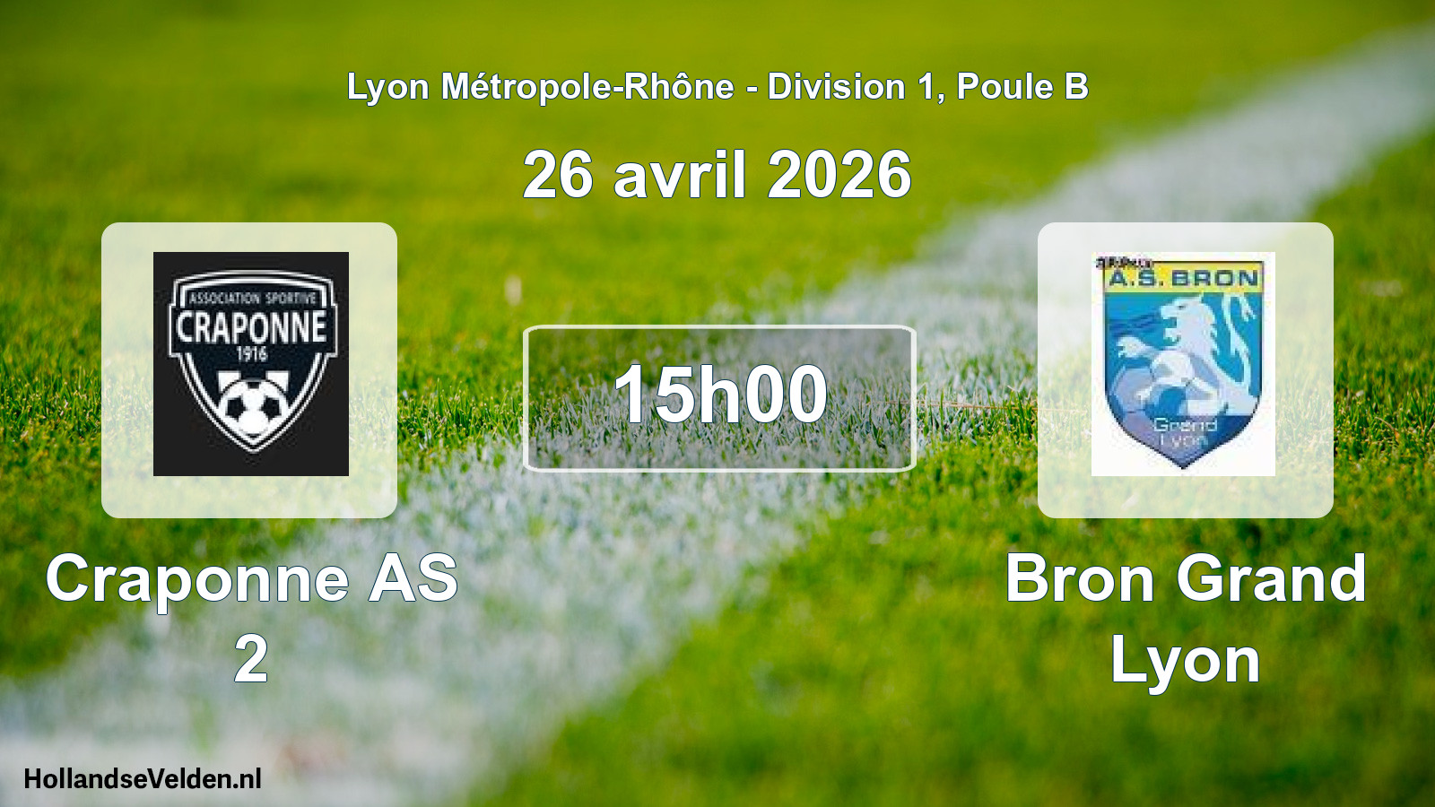 Geplande wedstrijd: Craponne AS 2 - Bron Grand Lyon (26 april 2026)