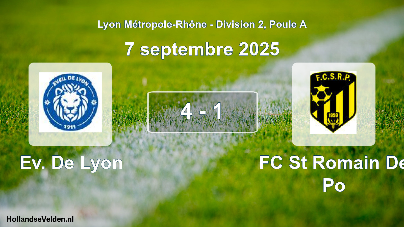 Gespeelde wedstrijd: Ev. De Lyon - FC St Romain De Po 4 - 1 (7 september 2025)