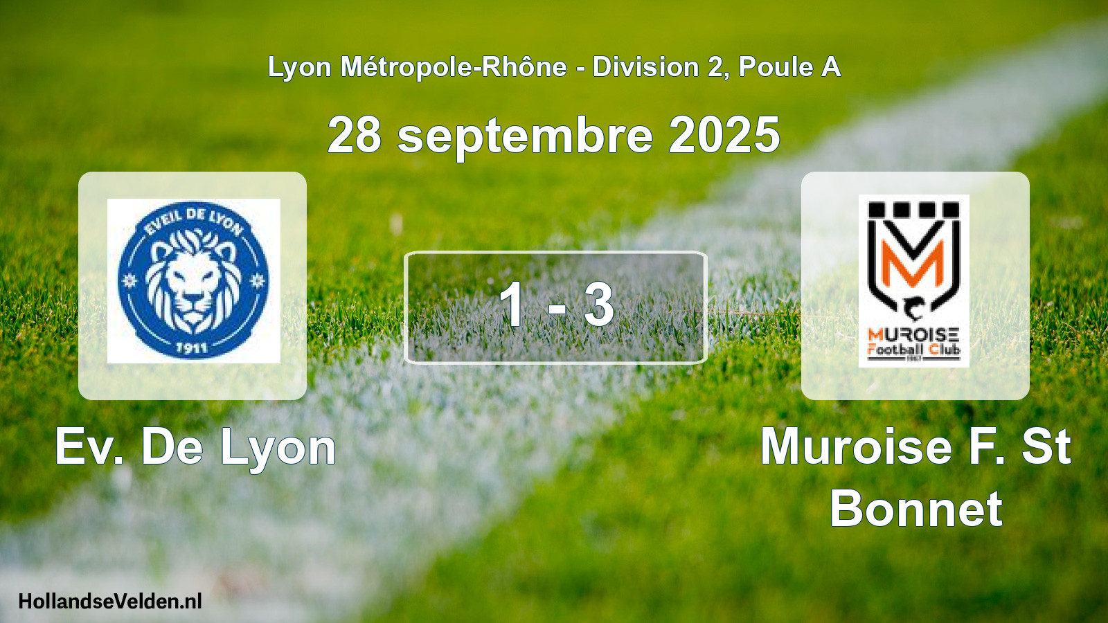 Gespeelde wedstrijd: Ev. De Lyon - Muroise F. St Bonnet 1 - 3 (28 september 2025)